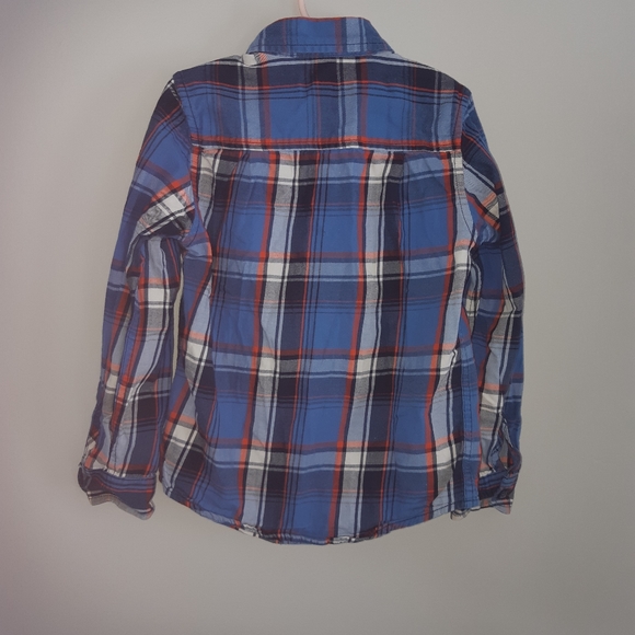Place Boy Button Down Shirt  plaid orange bleu  si - Picture 4 of 6